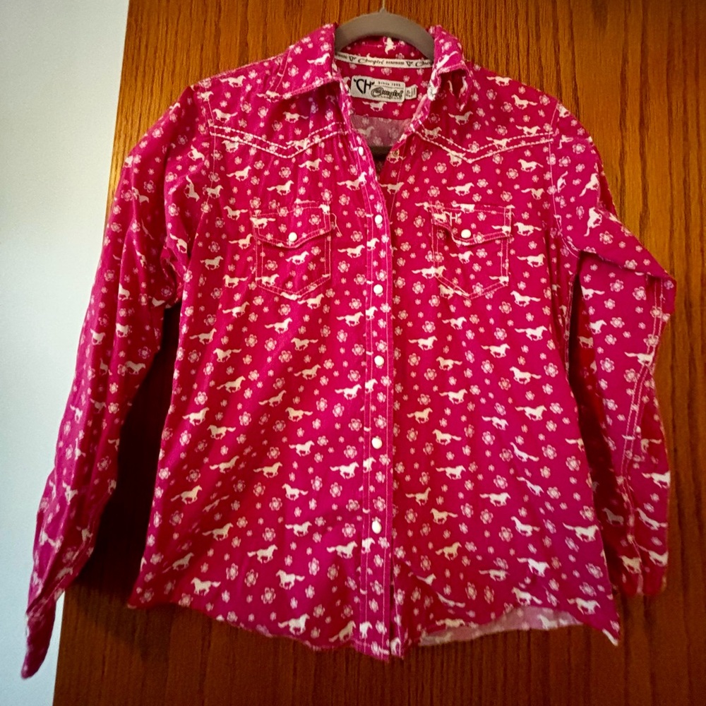Girls  western cowgirl hardware button down girls shirt.